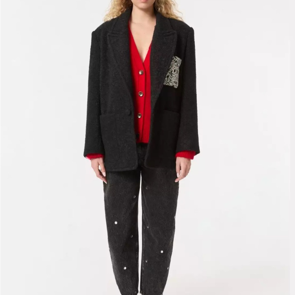 NWT *ARCHIVE* Rhode Elias Black Wool Blend Coat size Large